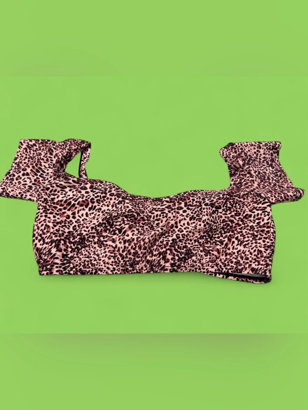Pink Leopard Knot Front swim top